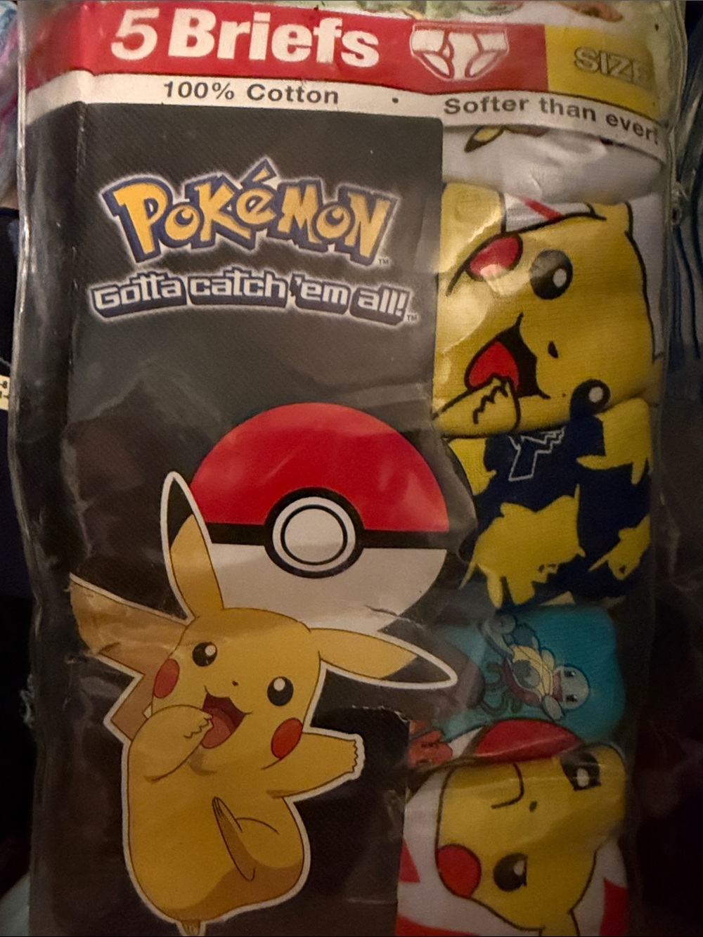Kids' Cotton Briefs - Pikachu Design, Yellow/Black